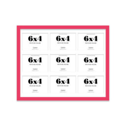 20X16 Inch 9 Opening Photo Collage Frame, Display Nine 6X4 Inch Photos, Multi Aperture Family Picture Frame, Bright Pink - thumbnail 2