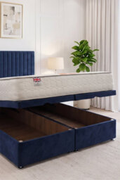 "Knight Sleep Emily Ottoman Bed Navy Plush 4Ft With Mattress & 24""headboard - Small Double" - thumbnail 2