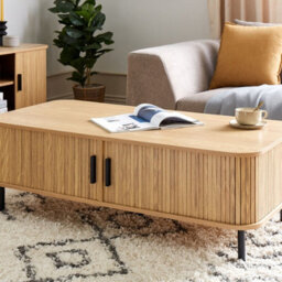 Wyld And Coco Novacasa Coffee Table - Light Brown With Black Legs, 120X60 Cm - thumbnail 2