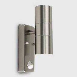 Valuelights 2 X Stainless Steel Up/down Outdoor Security Wall Lights Pir Motion Sensor Ip44 Rated With Gu10 Led Bulbs Warm White - thumbnail 4