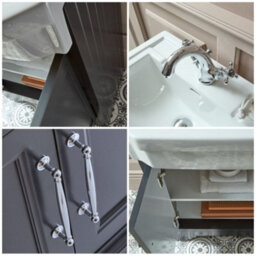 Homestylestore Black Grey 570mm Bathroom Vanity Unit And Chrome T Bar Handles - thumbnail 2