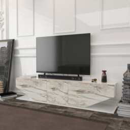 Decorotika Pearl Tv Stand Tv Unit For Tvs Up To 71 Inch White Marble Effect And White - thumbnail 3