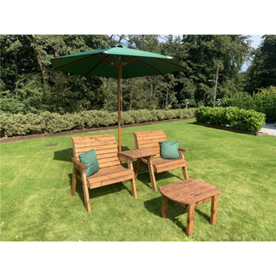 Marlborough Grand Twin Straight With Coffee Table, 2 X Scatter Cushion Green & 1 X Parasol Green & Base - image 1