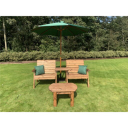 Marlborough Grand Twin Straight With Coffee Table, 2 X Scatter Cushion Green & 1 X Parasol Green & Base - thumbnail 2