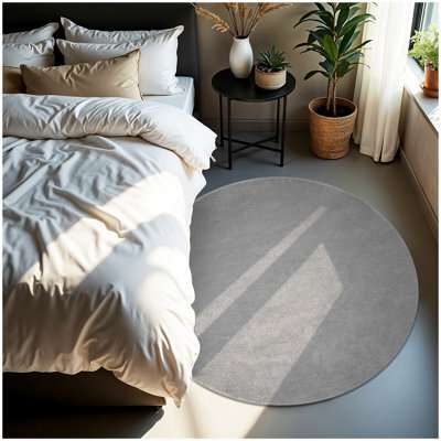 Tectake Rug Zonelle Short Pile And Ultra-Soft Carpet In Rectangular Or Round Design   120 Cm - Grey - image 1