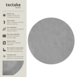 Tectake Rug Zonelle Short Pile And Ultra-Soft Carpet In Rectangular Or Round Design   120 Cm - Grey - thumbnail 2