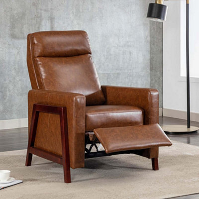 More4Homes Riley Push Back Soft Air Leather Modern Reclining Armchair Accent Home Cinema Recliner Chair Tan - image 1