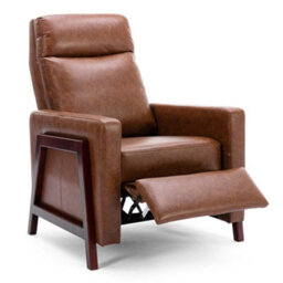 More4Homes Riley Push Back Soft Air Leather Modern Reclining Armchair Accent Home Cinema Recliner Chair Tan - thumbnail 3