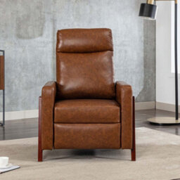 More4Homes Riley Push Back Soft Air Leather Modern Reclining Armchair Accent Home Cinema Recliner Chair Tan - thumbnail 7