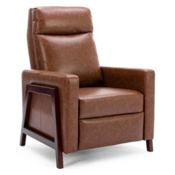More4Homes Riley Push Back Soft Air Leather Modern Reclining Armchair Accent Home Cinema Recliner Chair Tan - thumbnail 2