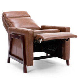 More4Homes Riley Push Back Soft Air Leather Modern Reclining Armchair Accent Home Cinema Recliner Chair Tan - thumbnail 4
