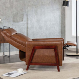 More4Homes Riley Push Back Soft Air Leather Modern Reclining Armchair Accent Home Cinema Recliner Chair Tan - thumbnail 8