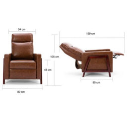 More4Homes Riley Push Back Soft Air Leather Modern Reclining Armchair Accent Home Cinema Recliner Chair Tan - thumbnail 9