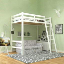 Loft Bunk Bed Single 3Ft Kids Pine Wood High Sleeper Loft Cabin Bedstead & Stair - thumbnail 5