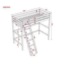 Loft Bunk Bed Single 3Ft Kids Pine Wood High Sleeper Loft Cabin Bedstead & Stair - thumbnail 2