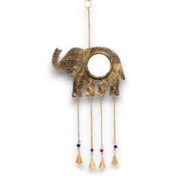 Indian Chimes Elephant Large Mirror 4 Bells Gold