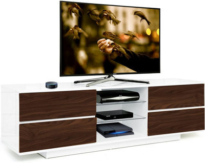 "Centurion Supports Avitus Gloss White With 4-Walnut Drawers And 2 Shelves Up To 65"" Led, Lcd, Plasma Tv Cabinet" - image 1