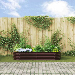 Berkfield Modern Garden Raised Bed Brown 240 X 80 X 44 Cm Steel - thumbnail 4
