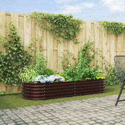 Berkfield Modern Garden Raised Bed Brown 240 X 80 X 44 Cm Steel - thumbnail 2
