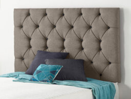 "Somnior Beds Premier 6Ft Super King Divan Bed Base With 30"" Tufted Headboard - Tweed Fabric, Coffee" - thumbnail 2
