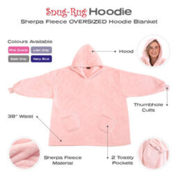 Snug Rug Hoodie Pink Quartz Wearable Blanket Oversized Hooded Blankets For Adults Hooded - thumbnail 3