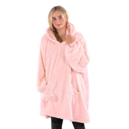 Snug Rug Hoodie Pink Quartz Wearable Blanket Oversized Hooded Blankets For Adults Hooded - thumbnail 2