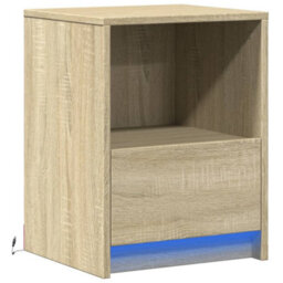 Berkfield Bedside Cabinet With Led Lights Sonoma Oak Engineered Wood - thumbnail 3