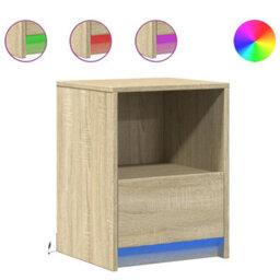 Berkfield Bedside Cabinet With Led Lights Sonoma Oak Engineered Wood - thumbnail 2