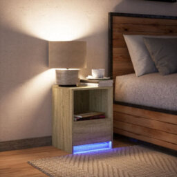 Berkfield Bedside Cabinet With Led Lights Sonoma Oak Engineered Wood - thumbnail 5