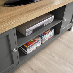Home Source Avon 2 Door 36mm Thick Top Wide Tv Stand Shelf Unit Graphite - thumbnail 2