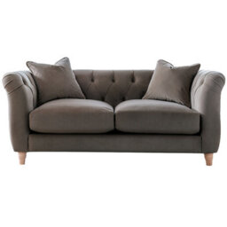 Furnishings For Less UK Elsie Velvet Chesterfield Plush Velvet Mushroom 3 Seater + 2 Seater + Armchair Set - thumbnail 3