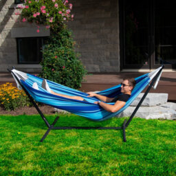 Vivere Double Cotton Hammock With Stand (250Cm) - Island Breeze - thumbnail 3