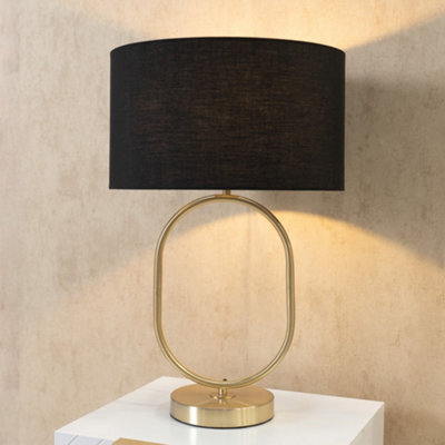 Valuelights Antonia Black Fabric Drum Lamp Shade Brushed Gold Oval Table Lamp - image 1