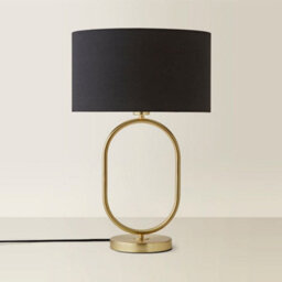 Valuelights Antonia Black Fabric Drum Lamp Shade Brushed Gold Oval Table Lamp - thumbnail 4