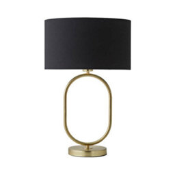 Valuelights Antonia Black Fabric Drum Lamp Shade Brushed Gold Oval Table Lamp - thumbnail 7