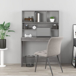Walplus Desk With Shelves Grey Sonoma 102X45X148 Cm Engineered Wood - thumbnail 3