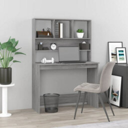 Walplus Desk With Shelves Grey Sonoma 102X45X148 Cm Engineered Wood - thumbnail 1