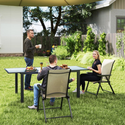 Outsunny Folding Garden Dining Chairs Set Of 2 With Mesh Seat, Brown