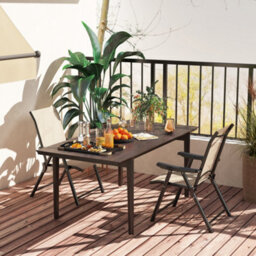 Outsunny Folding Garden Dining Chairs Set Of 2 With Mesh Seat, Brown - thumbnail 8