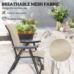 Outsunny Folding Garden Dining Chairs Set Of 2 With Mesh Seat, Brown - thumbnail 4