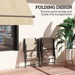 Outsunny Folding Garden Dining Chairs Set Of 2 With Mesh Seat, Brown - thumbnail 5