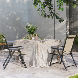 Outsunny Folding Garden Dining Chairs Set Of 2 With Mesh Seat, Brown - thumbnail 7