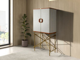Angel Cerda Elegant Hill Sideboard In Fabric And Walnut With Golden Steel Accents - thumbnail 2