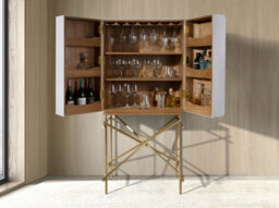 Angel Cerda Elegant Hill Sideboard In Fabric And Walnut With Golden Steel Accents - thumbnail 3