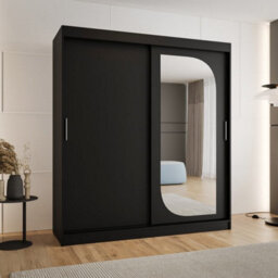 Arte Sophisticated Ebony Black Lucy Sliding Door Wardrobe 1800mm X 2000mm X 620mm - A Bold Statement In Storage - thumbnail 2