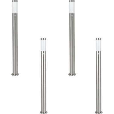 4 Pack Ip44 Outdoor Stainless Steel Bollard Lights With Pir Sensor - 1100mm Tall - image 1
