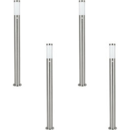 4 Pack Ip44 Outdoor Stainless Steel Bollard Lights With Pir Sensor - 1100mm Tall