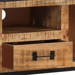 Berkfield Tv Cabinet 110X31X46 Cm Rough Mango Wood - thumbnail 8