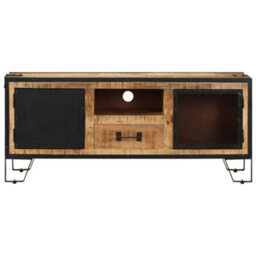 Berkfield Tv Cabinet 110X31X46 Cm Rough Mango Wood - thumbnail 4