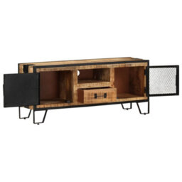 Berkfield Tv Cabinet 110X31X46 Cm Rough Mango Wood - thumbnail 2